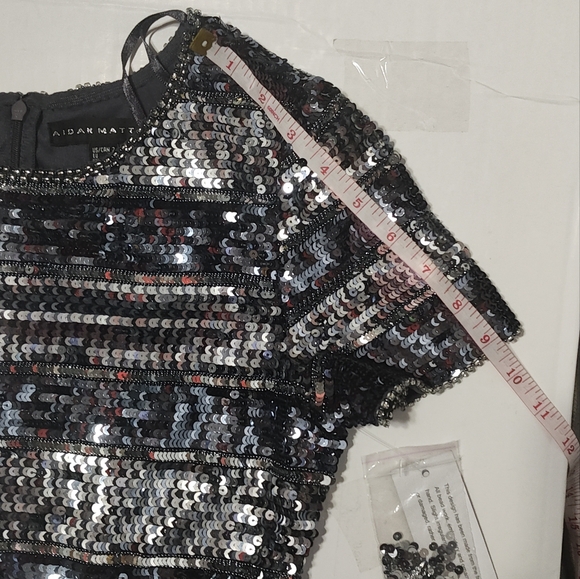 AIDAN MATTOX New Elegant Black and Silver Sequin Dress. - Picture 13 of 17